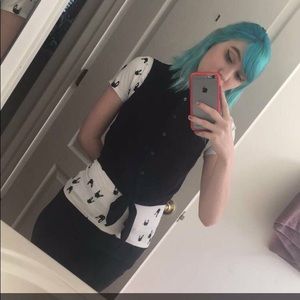 Black Button Up Crop Top